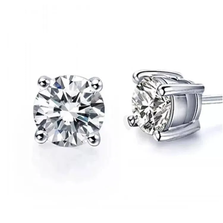 925 Silver Japanese And Korean Fashion Four-Claw Men'S And Women'S Diamond Stud Earrings