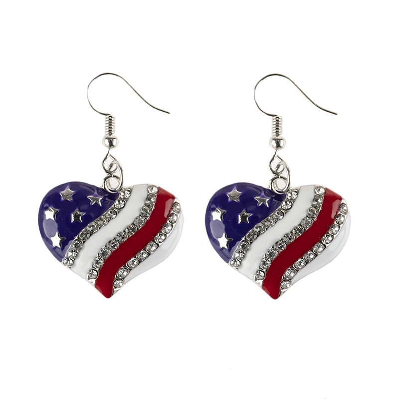 American Jewelry Flag Five-Pointed Star Diamond Earrings Net Red Temperament Earrings