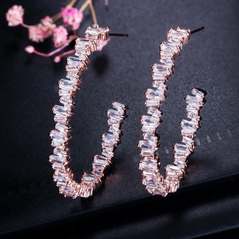 High-grade Zircon Irregular Earrings Fashion Creative Wild ear Jewelry