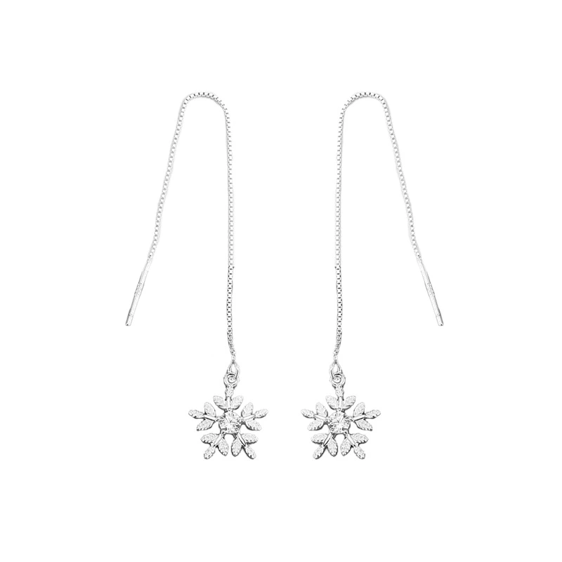 Diamond Snowflake Earline Tassel Earrings