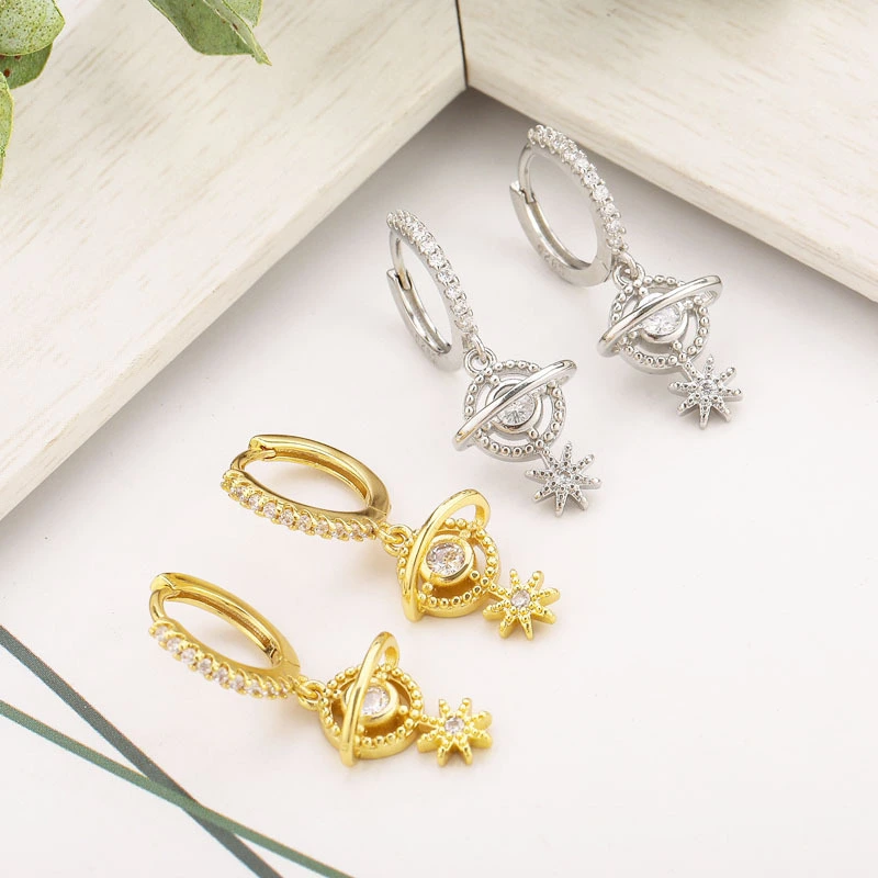 Female European And American Romantic Galaxy Earrings Luxury Diamond