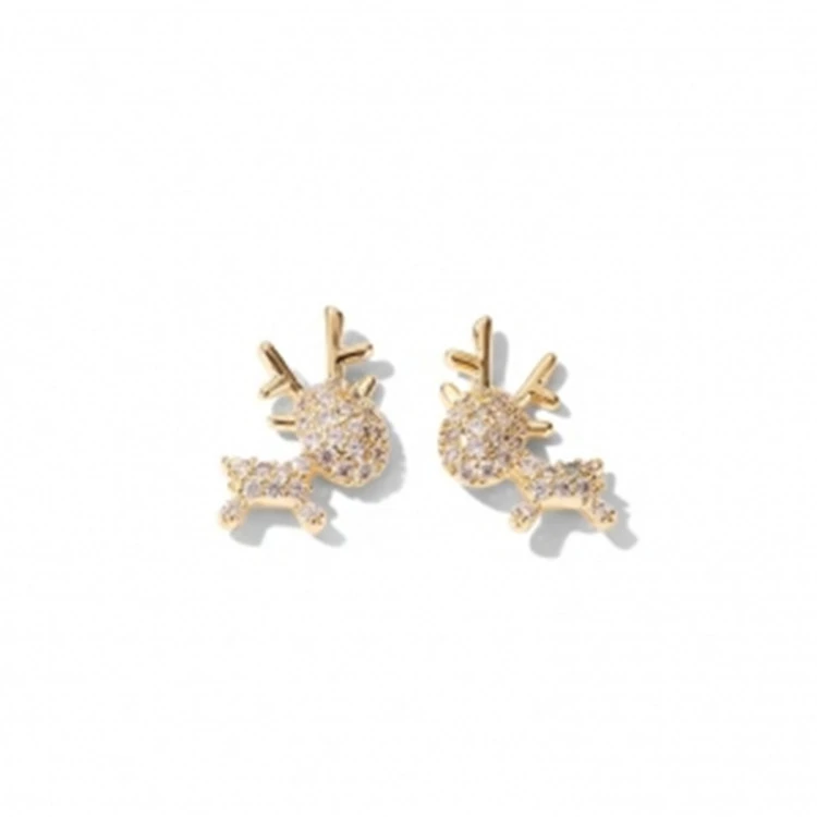 S925 Silver Needle Korea Simple Small Cute Net Red Sweet Christmas Deer Earrings Earrings