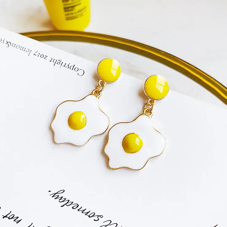 Japanese Cute And All-Match Poached Egg Omelette Earrings