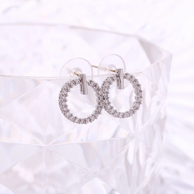 Fashion Geometric Circle Earrings Micro-inlaid Zircon Earrings