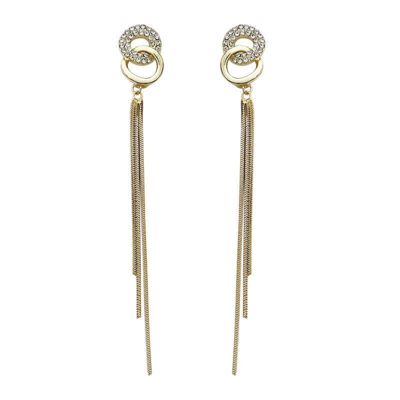 Fashion Long S925 Silver Needle Stud Earrings Korean Circle