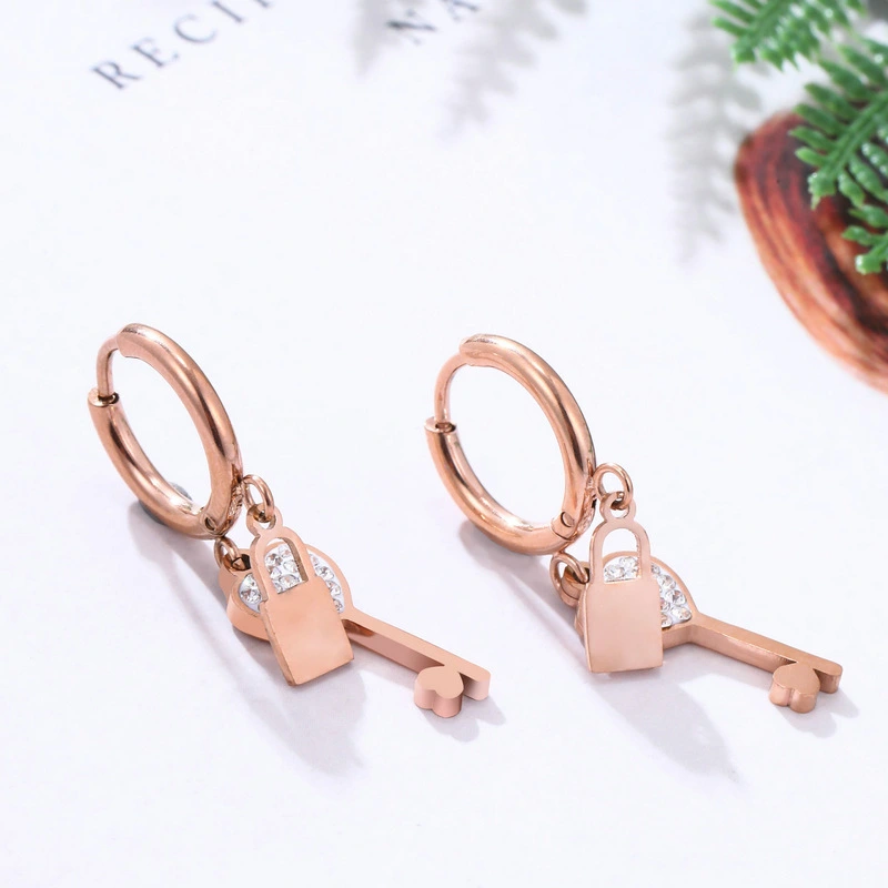 Personalized Wild Key & Lock Earring Earrings Wholesale, Stainless Steel Does Not Fade