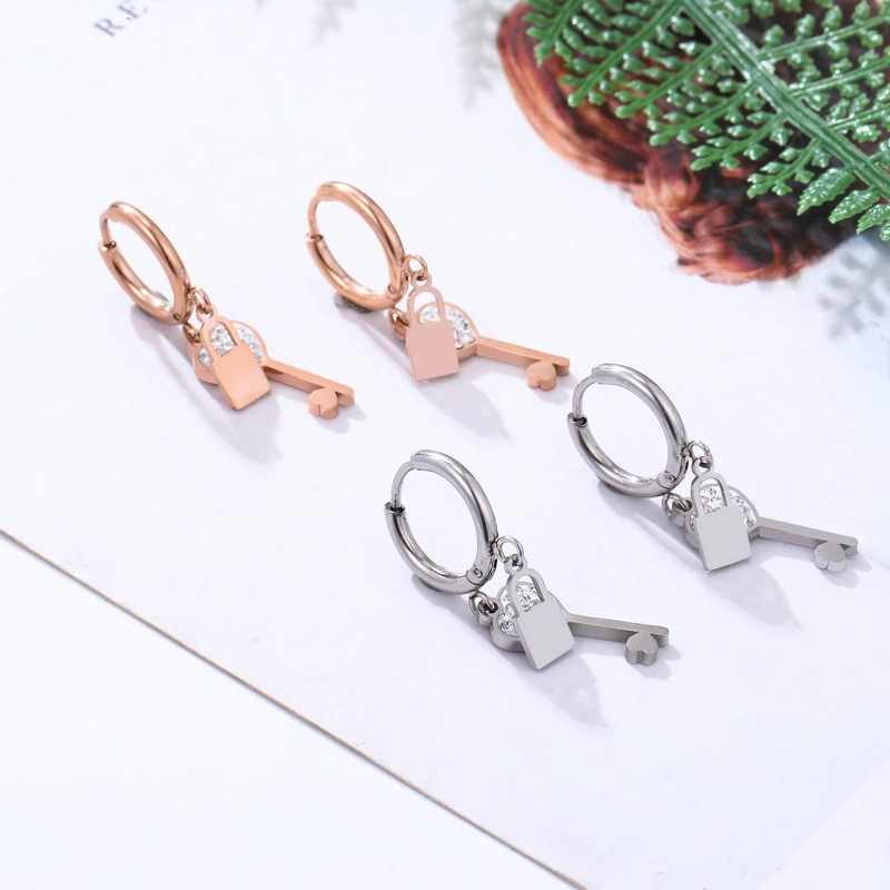 Personalized Wild Key & Lock Earring Earrings Wholesale, Stainless Steel Does Not Fade