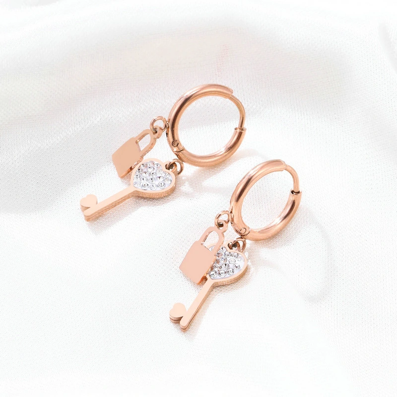 Personalized Wild Key & Lock Earring Earrings Wholesale, Stainless Steel Does Not Fade