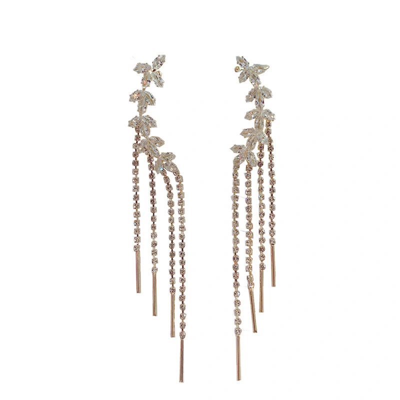 Willow Leaf Tassel Ear Bone Clip Earrings All-in-one Earrings New Trendy Personality Design Fashion Earrings Women