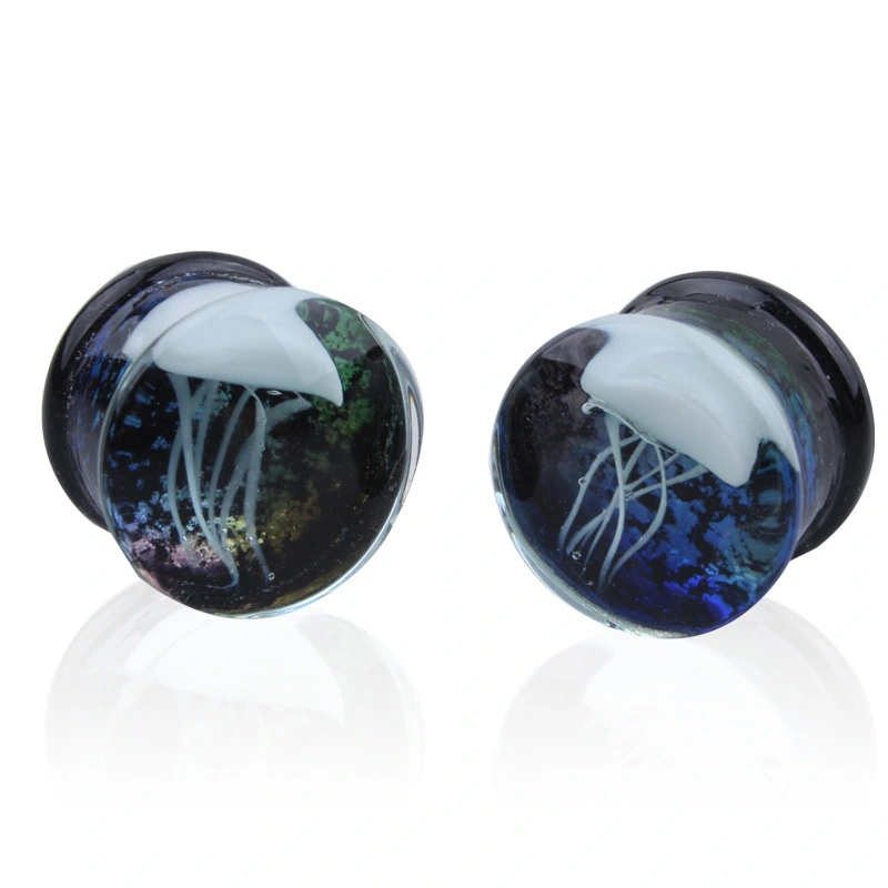 Marine jellyfish auricle with glass ear stud
