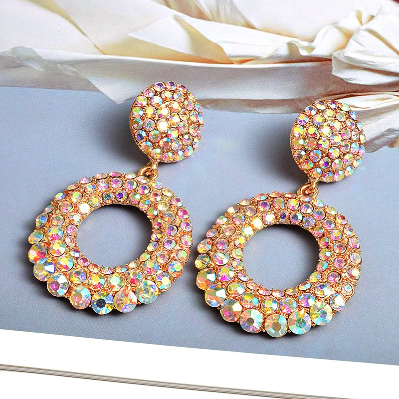 European And American Fashion Big Round Temperament Diamond Earrings Jewelry