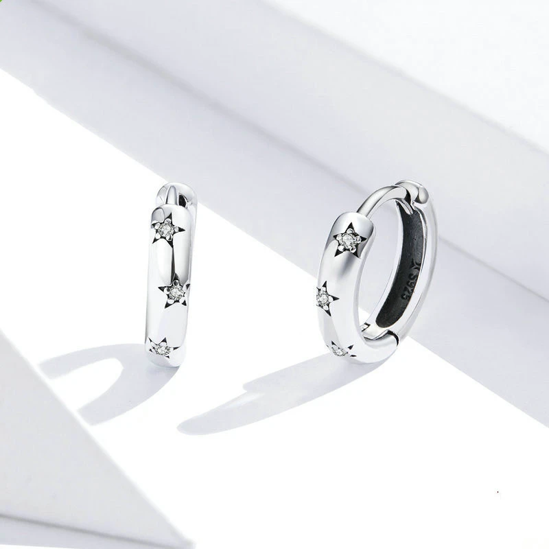 Simple And Small Sterling Silver Earrings Star Earrings
