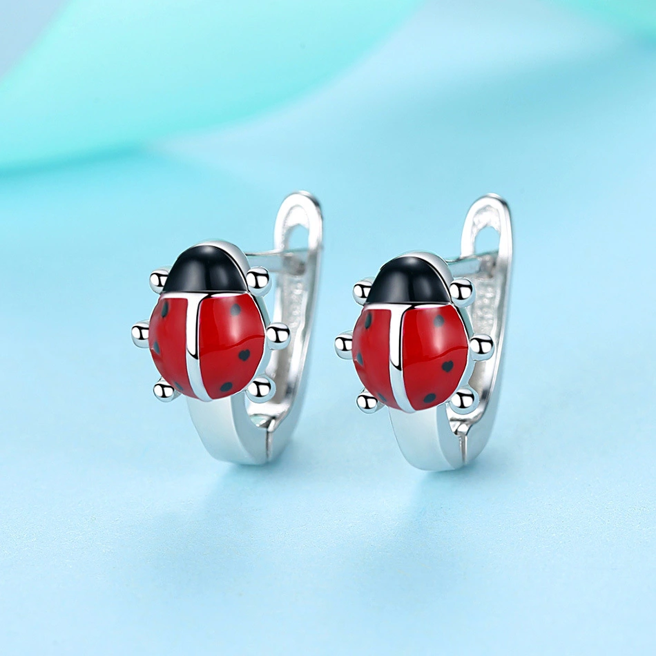 S925 Silver Oil Drop Seven Star Ladybug Earrings Earrings Women'S Earrings For Children