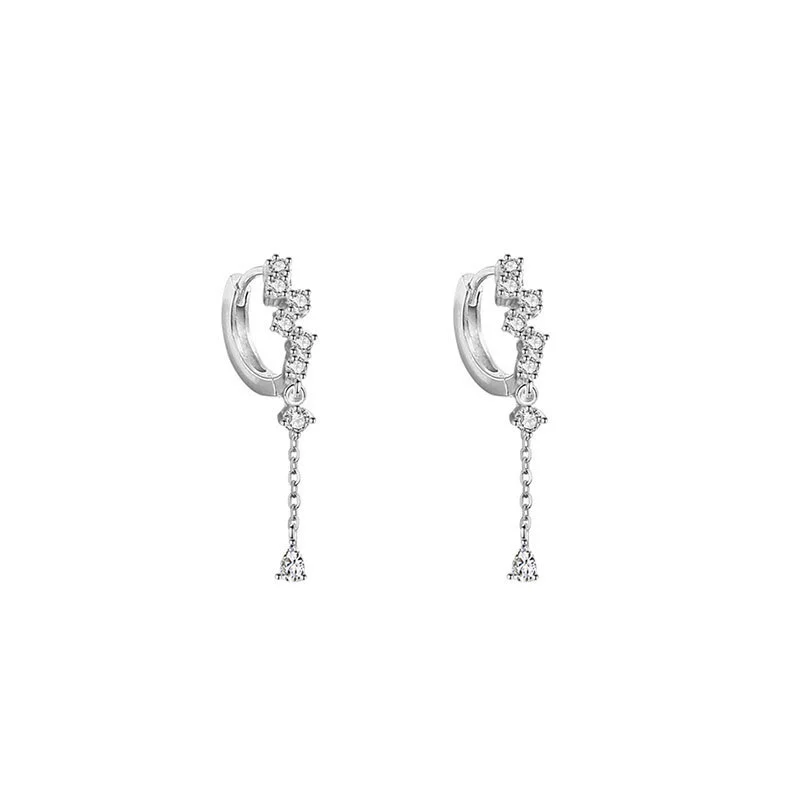 Water Drop Diamond Temperament Korean Earrings Silver