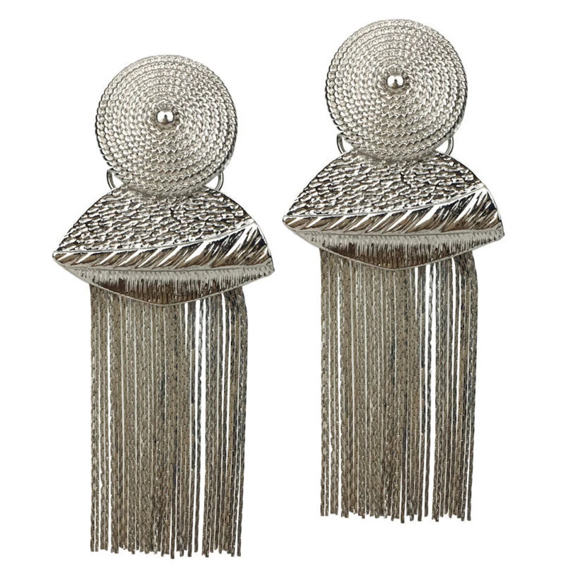 European And American Tassel Earrings Metal Earrings