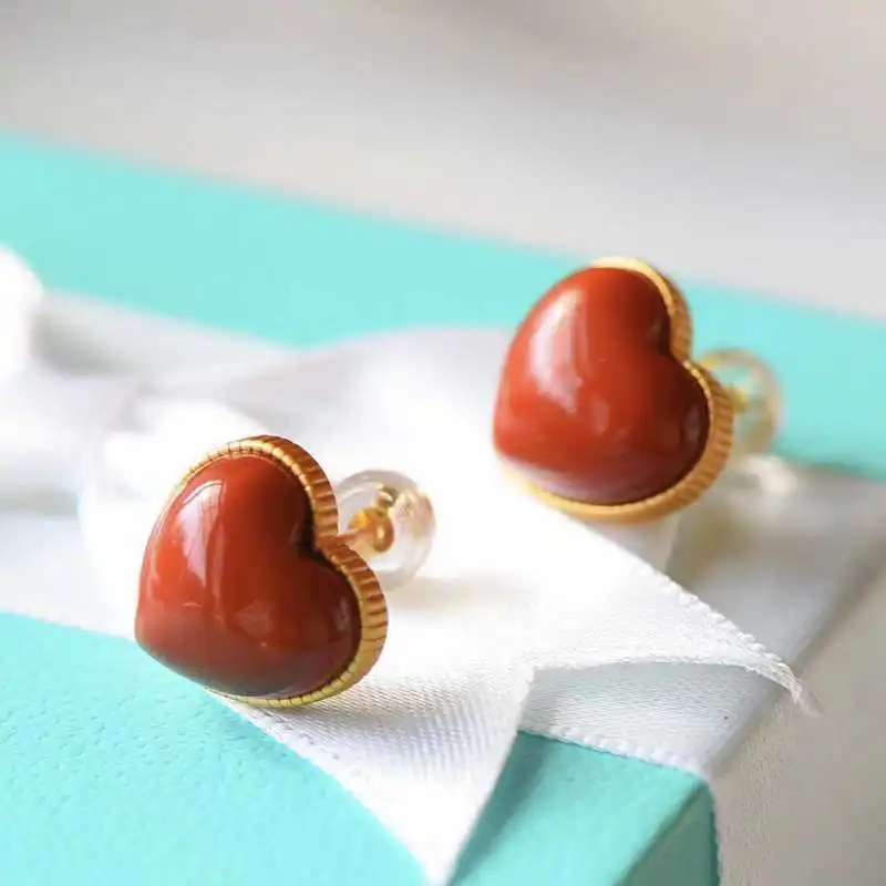 South Red Agate Love Earrings