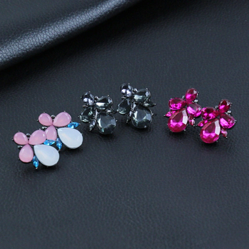 Women's Flower Shaped Stud Earrings Alloy Glass