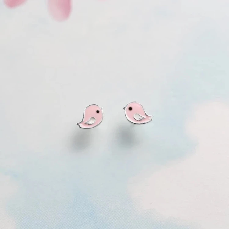 Woman Silver Bird Animal Simple Earrings