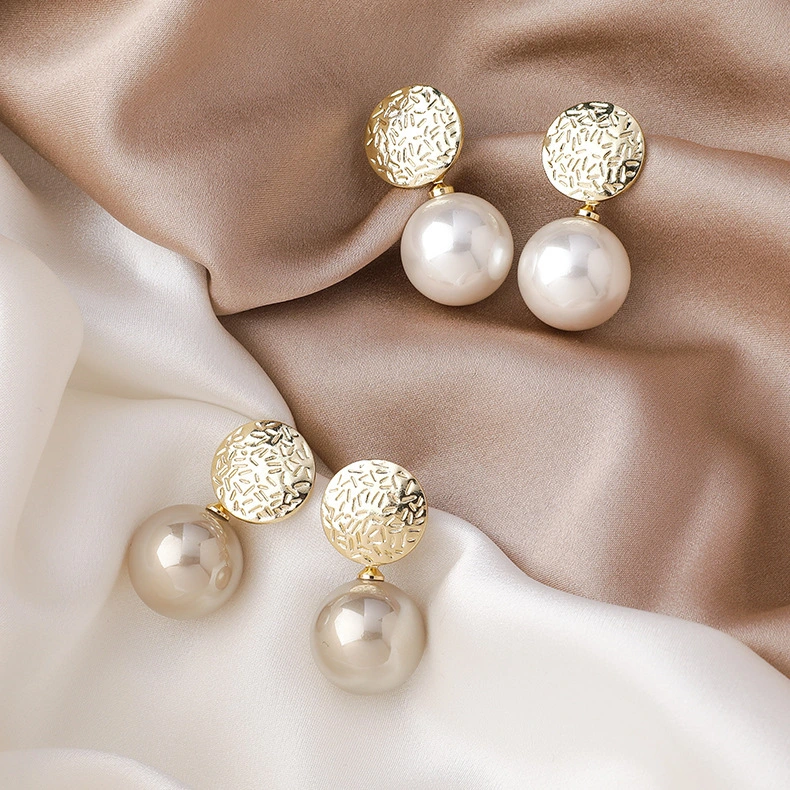 Fashion Champagne Pearl Stud Earrings