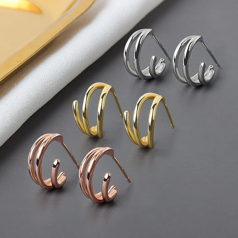 Personalized Simple Semicircle C-shaped Earrings Fashion All-match Earrings