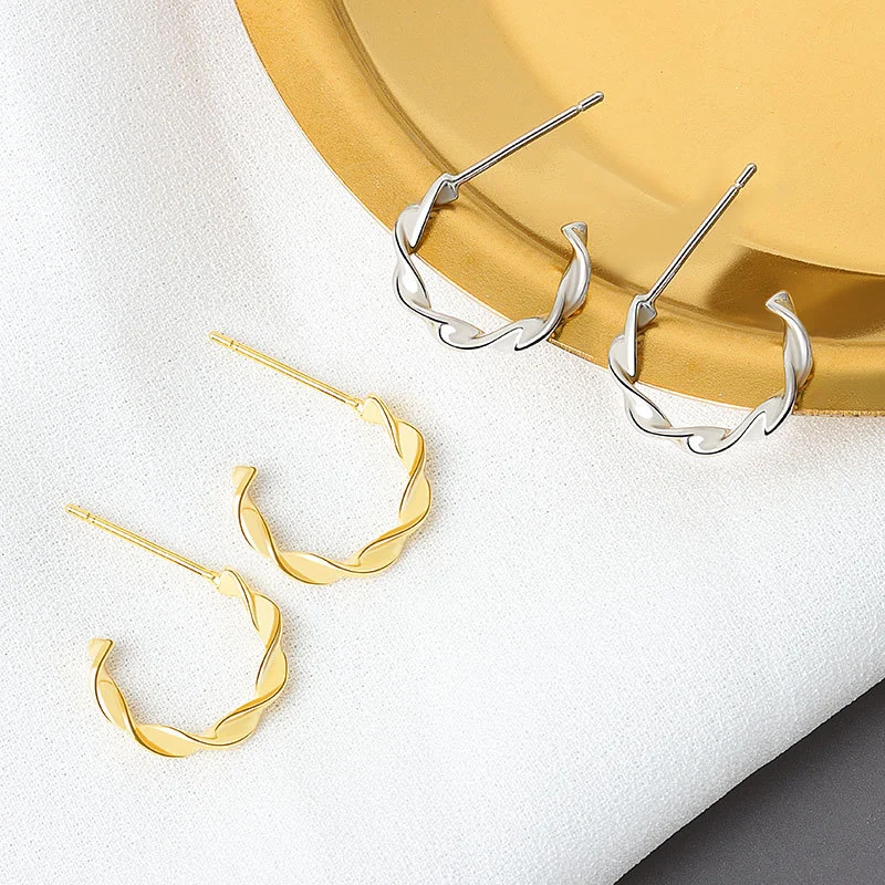 C-shaped Twist Earrings Female Irregular Twist Earrings