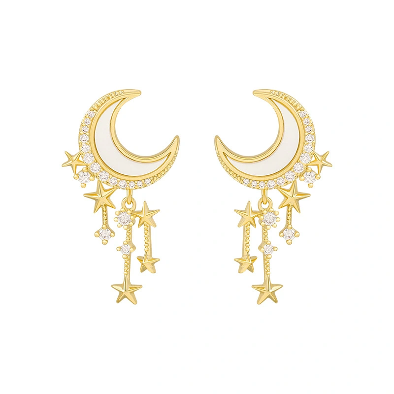 Premium Stud Earrings Star Moon Earrings