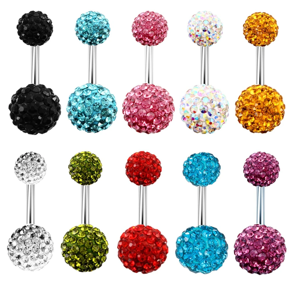 Stainless Steel Shambhala Mud Ball Stick Drill Navel Nail