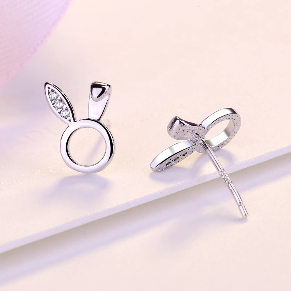 Korean Version Of Small  Diamond Studded Zircon Silver Earrings