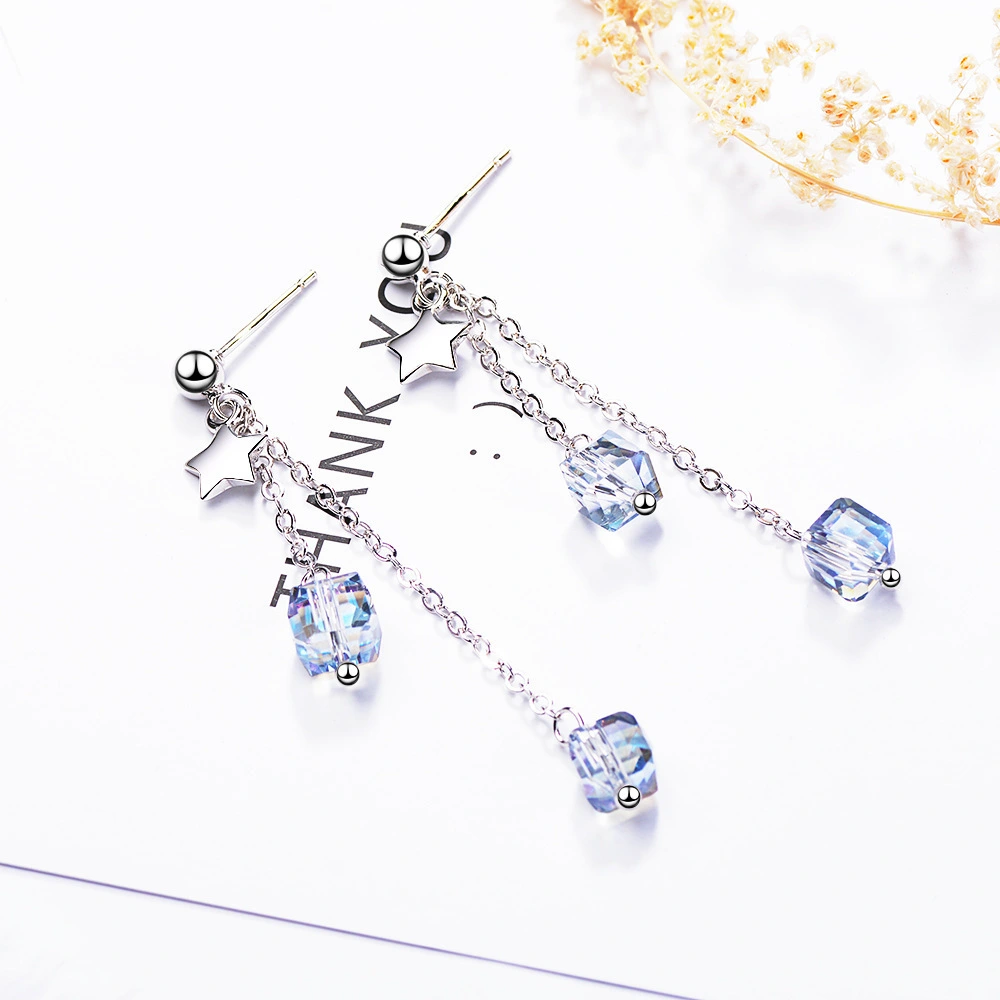 Star Earrings Aurora Square Earrings Crystal Earrings Sweet And Simple