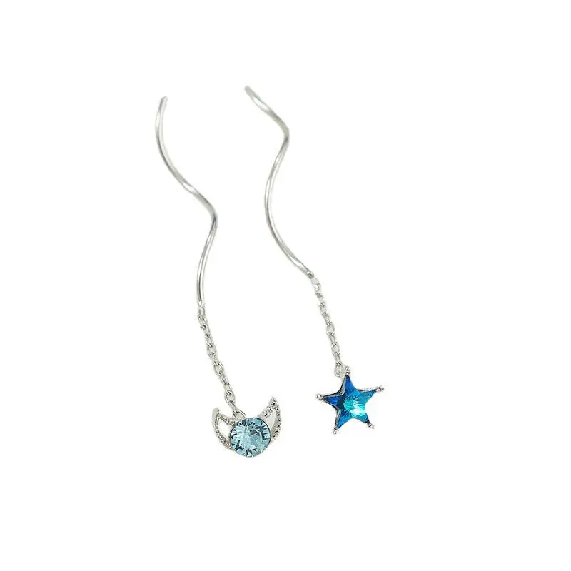 Blue Star Moon Graceful Earrings Fashion And Elegant Tassel Ear Line