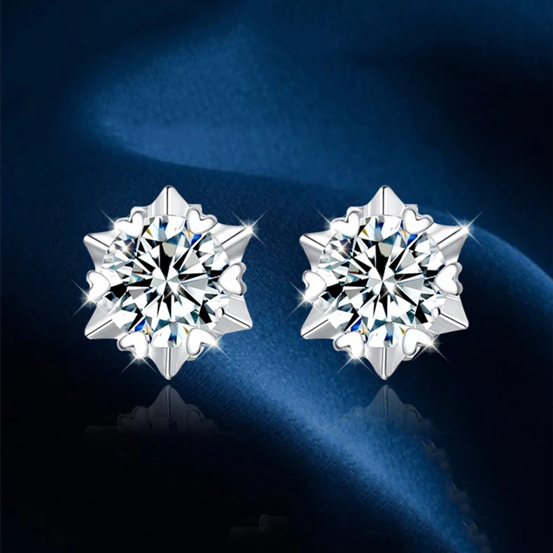 Japan And South Korea Simple Six-claw Single Diamond Six-pointed Star Ear Jewelry