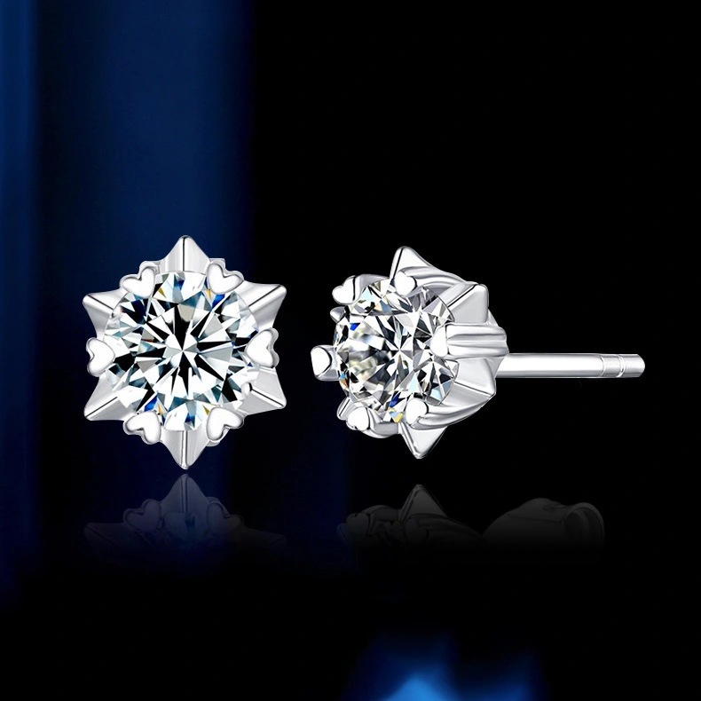 Japan And South Korea Simple Six-claw Single Diamond Six-pointed Star Ear Jewelry