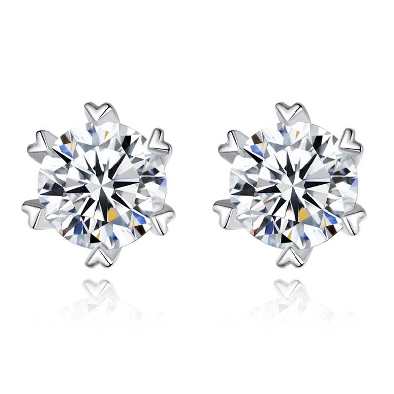 Japan And South Korea Simple Six-claw Single Diamond Six-pointed Star Ear Jewelry