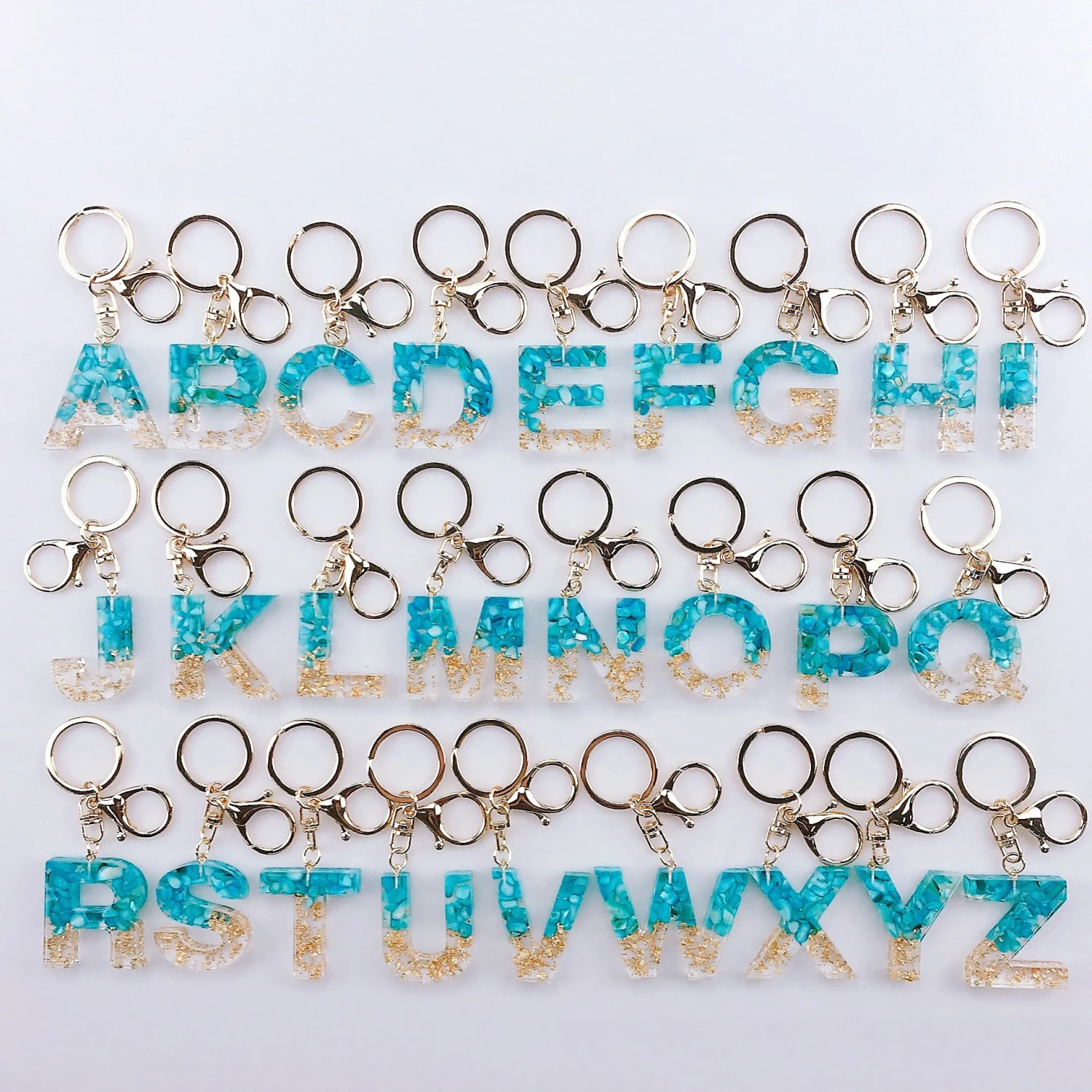 Crystal Epoxy Letter Keychain