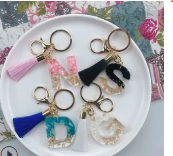 Crystal Epoxy Letter Keychain