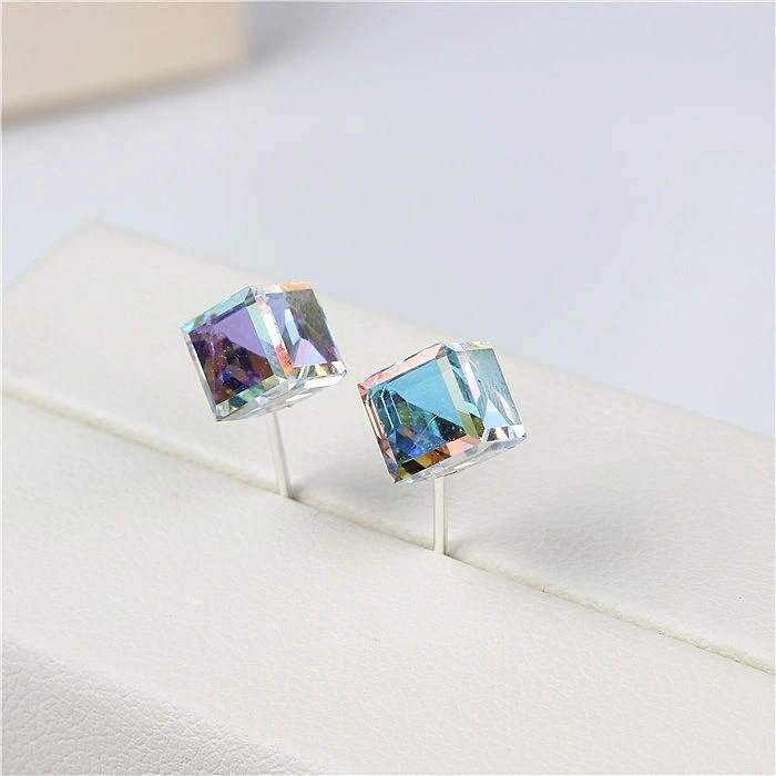 Water Cube Earrings Silver Needle Earrings Ear Jewelry Women