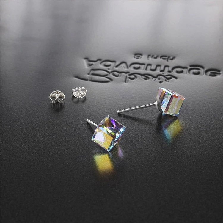 Water Cube Earrings Silver Needle Earrings Ear Jewelry Women