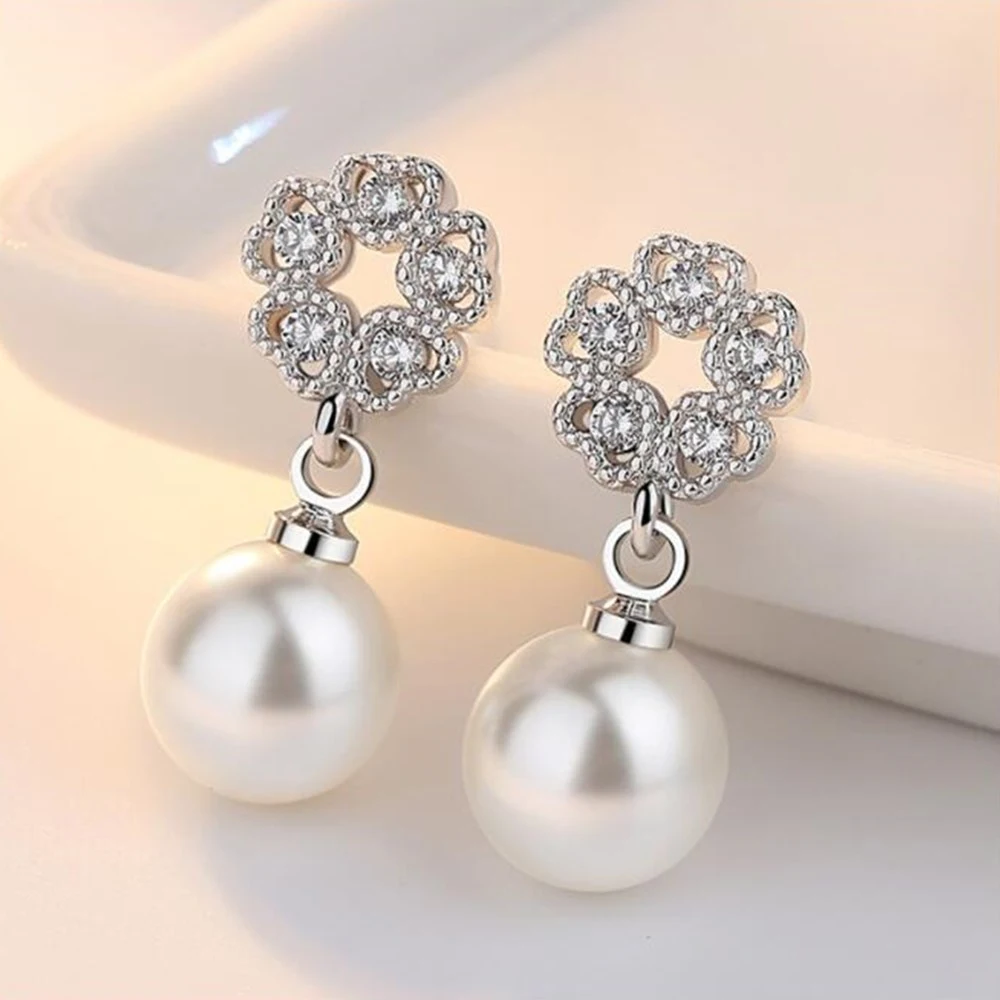 Large Pearl Tassel Earrings Women's Sterling Silver Earrings