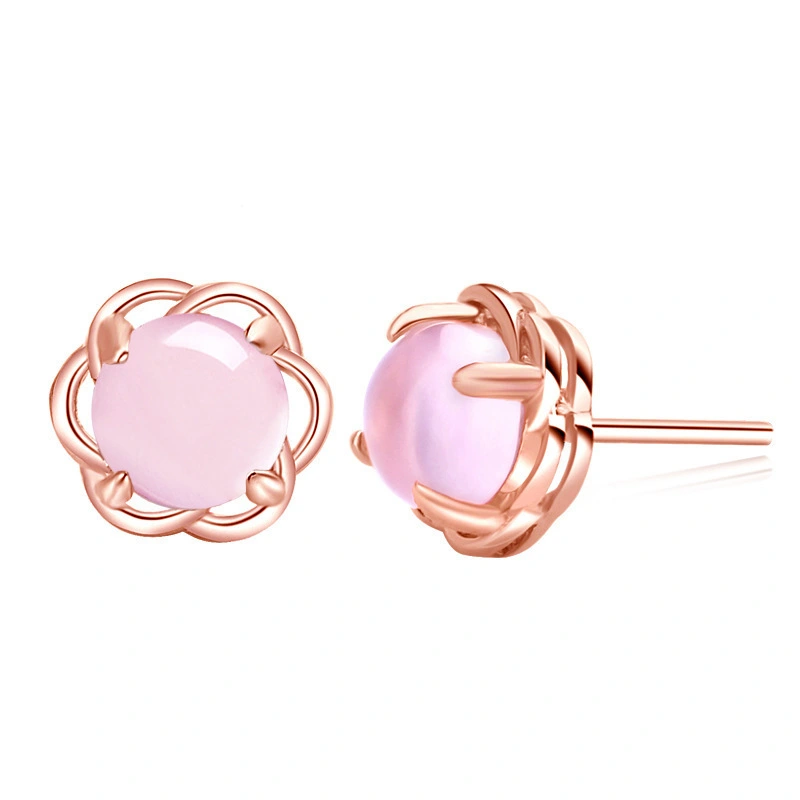 Hibiscus Stone Earrings 18k Rose Gold Crystal Earrings