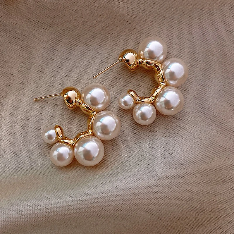 Double-sided Pearl Rhinestones Simple Earrings