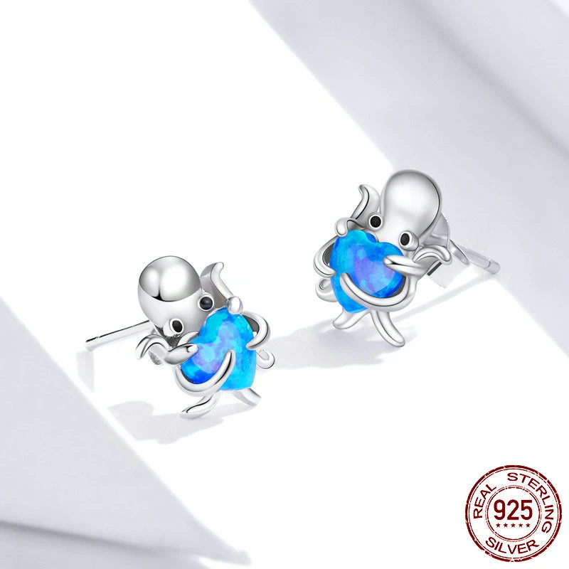 Octopus Earrings Opal Platinum Plated Fashion Girls Earrings