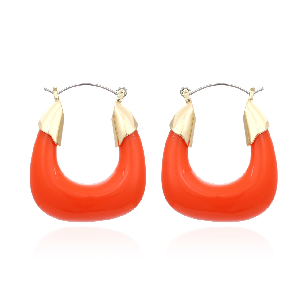 Designer Exaggerated Color Resin Earrings Retro U-shaped Acrylic Earrings Niche Cold Wind Earrings