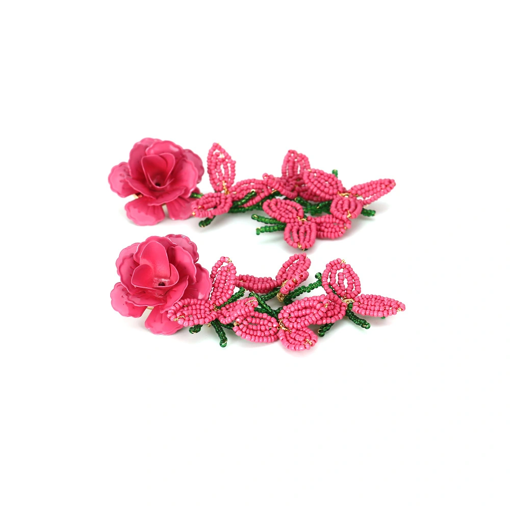 Exaggerated Painted Flower Earrings Female Earrings