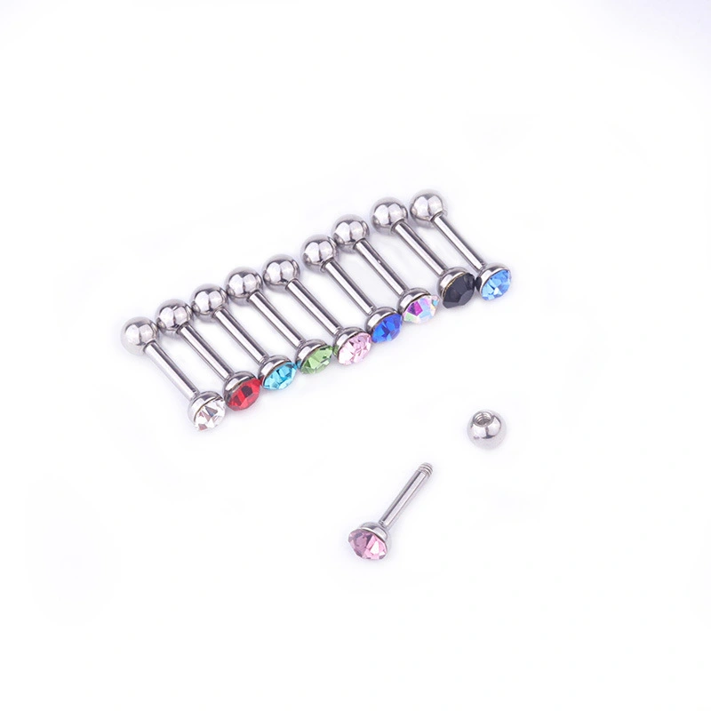 Colorful Rhinestone Earrings Bone Nails Stainless Steel Screw Earrings