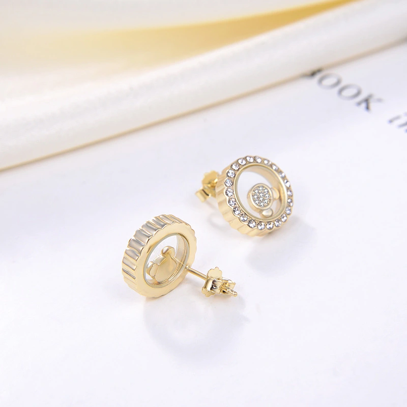 Sterling Silver White Diamond Earrings Removable Cartoon Bear Earrings Korean Simple Style Vacuum Earrings