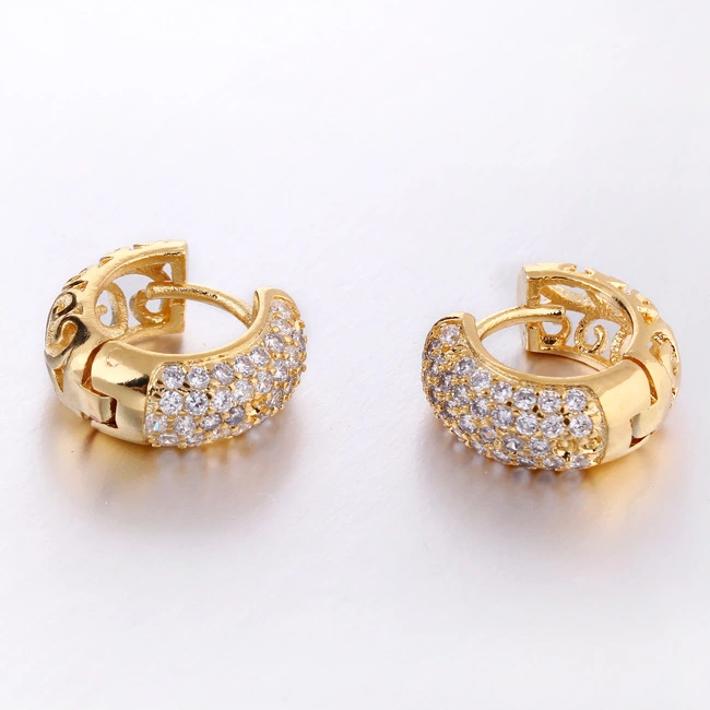 Fashion Micro Inlaid Two-tone Zircon Earrings