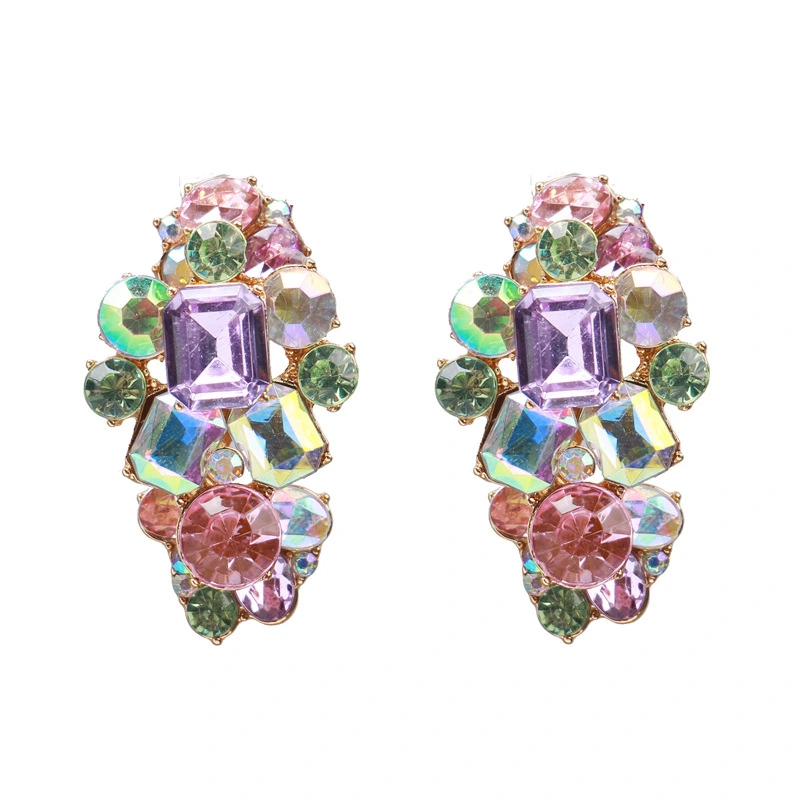 Diamond Colored Glass Stud Earrings