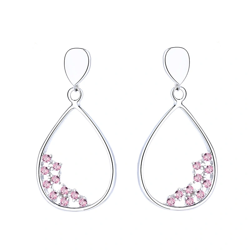 Sterling Silver Korean Drop Earrings With Diamonds