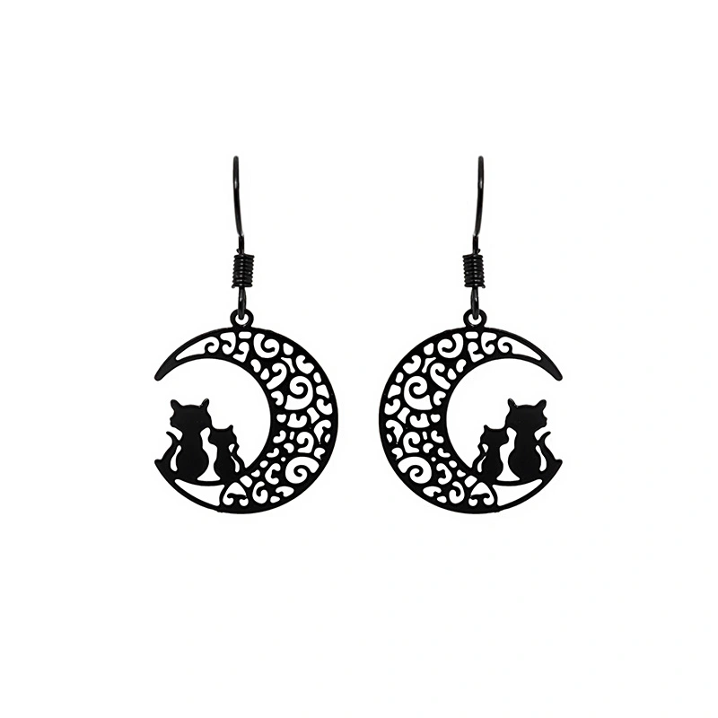 Female Hollow Crescent Earrings With Personality Temperament