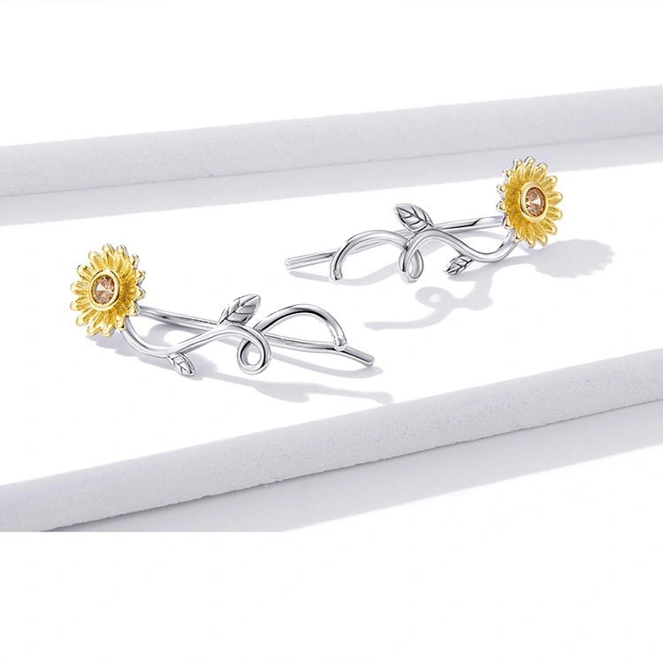 S925 Silver Small Daisy Earrings Light And Luxurious Niche Design